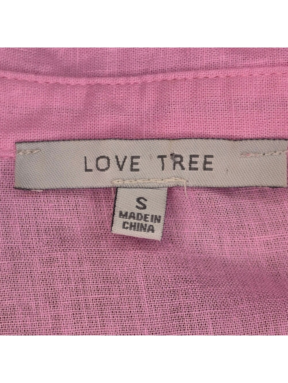 Love Tree Small Pink Linen Blend Button Up Blouse Short Sleeve Coastal Casual - Picture 4 of 9